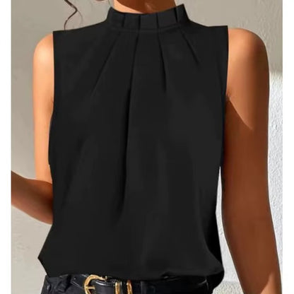 Inge™ | Zwarte Geplooide Blouse Met Gespleten Mouwen